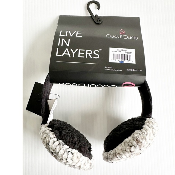 Cuddl Duds Earmuffs NWT One Size Gray Black Chenille - Picture 2 of 4